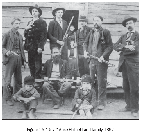 图1.5. “魔鬼”安斯·哈特菲尔德及其家人,1897年。