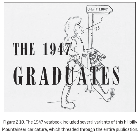 图2.10. 1947年年鉴包含了这个乡巴佬山地人漫画的几个变体，贯穿整个出版物。