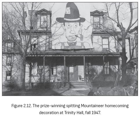 图2.12. 1947年秋季Trinity Hall获奖的吐痰山地人返校节装饰