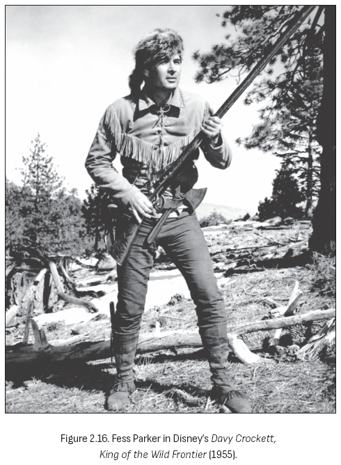 图2.16. 费斯·帕克在迪士尼的《戴维·克罗克特:荒野边疆之王》(1955)中的形象